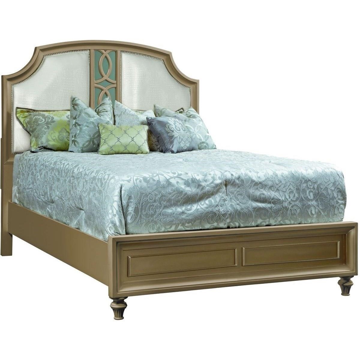 Avalon Furniture Regency Gold B00787 5B Glam Queen Bed with Upholstered